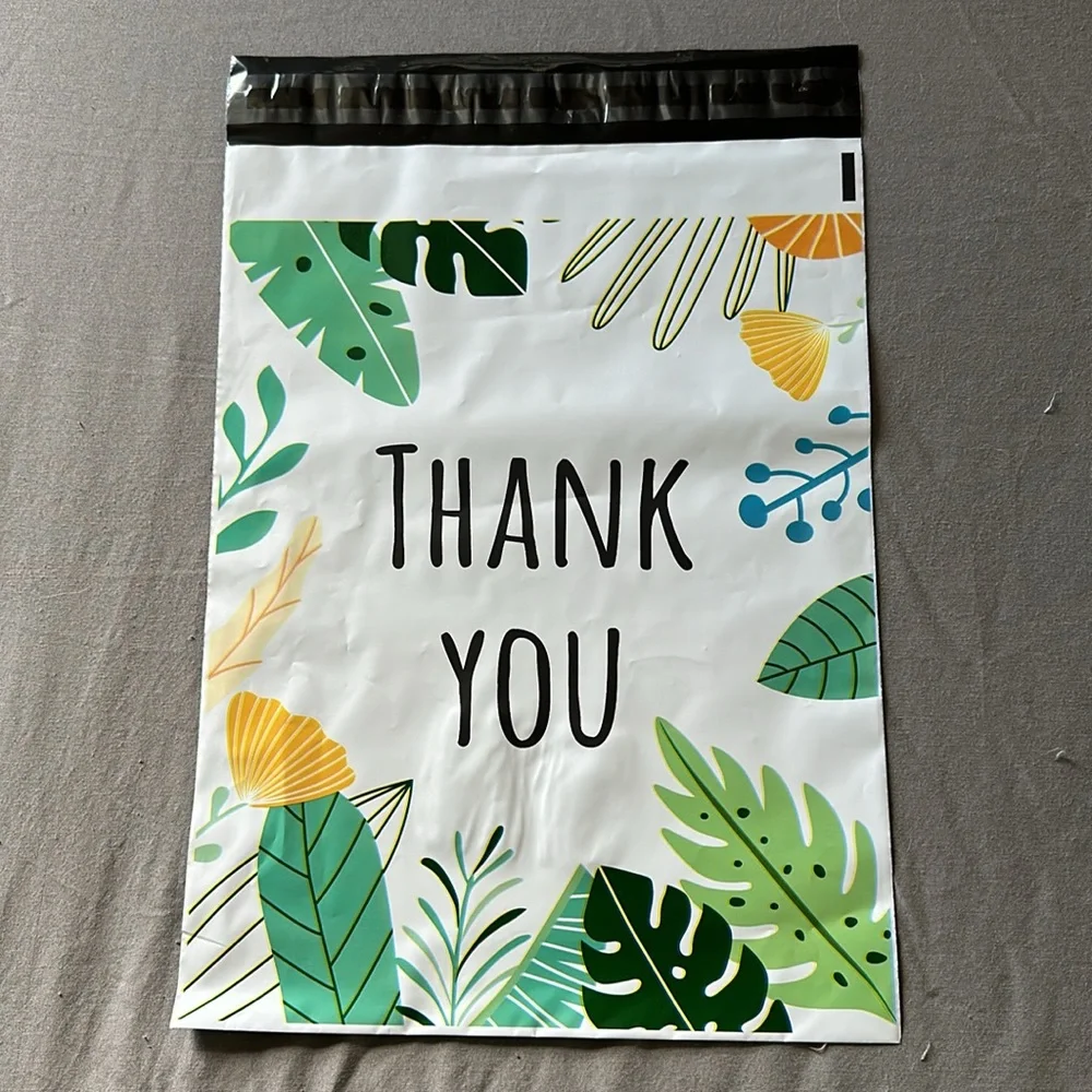 10x13 floral poly mailers bundle 15 - plus mystery thank you cards and stickers
